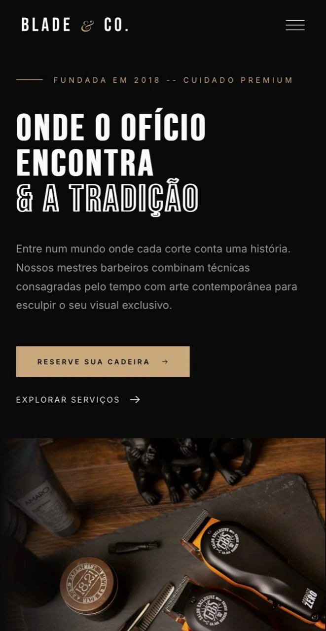 Exemplo de landing page para barbearia desenvolvida pela RW Assessoria